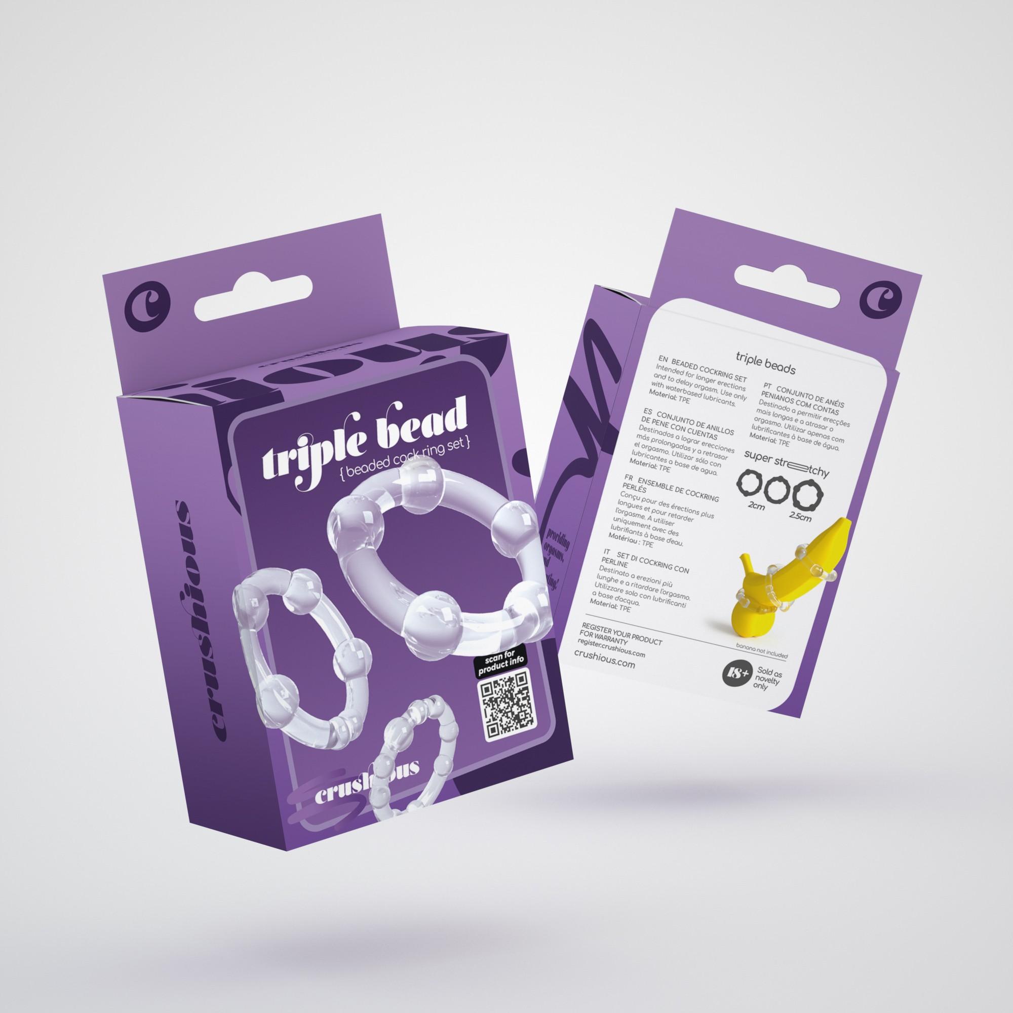 Triple Bead Cockring Set Clear Crushious