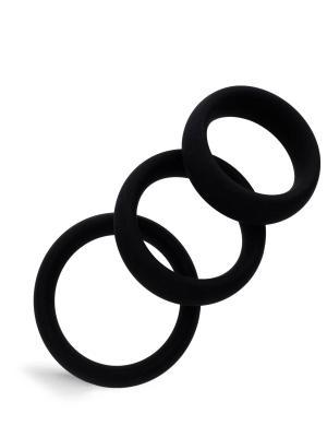Rude Rider Silicone 3-Ring-Set, Cockring, Black