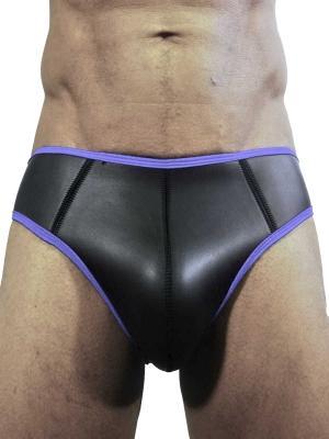 Rude Rider Neoprene Brief Open Back Bottoms Black/Blue, L size