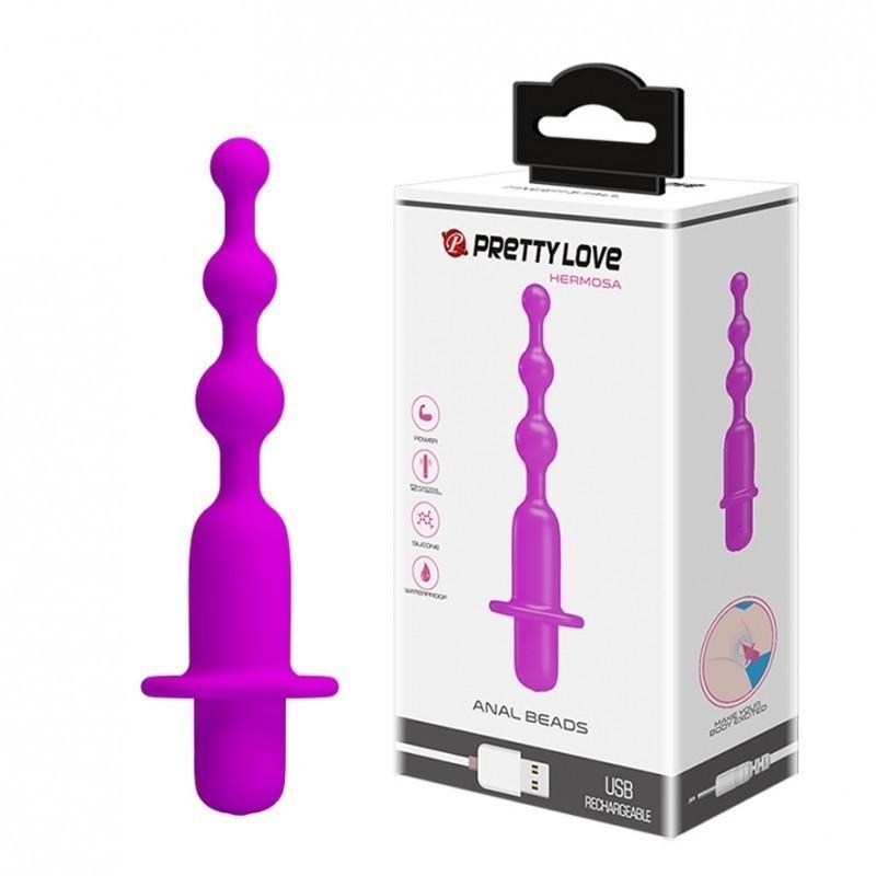 Pretty Love Hermosa Anal Beads Vibrator, 13,7 cm, Purple