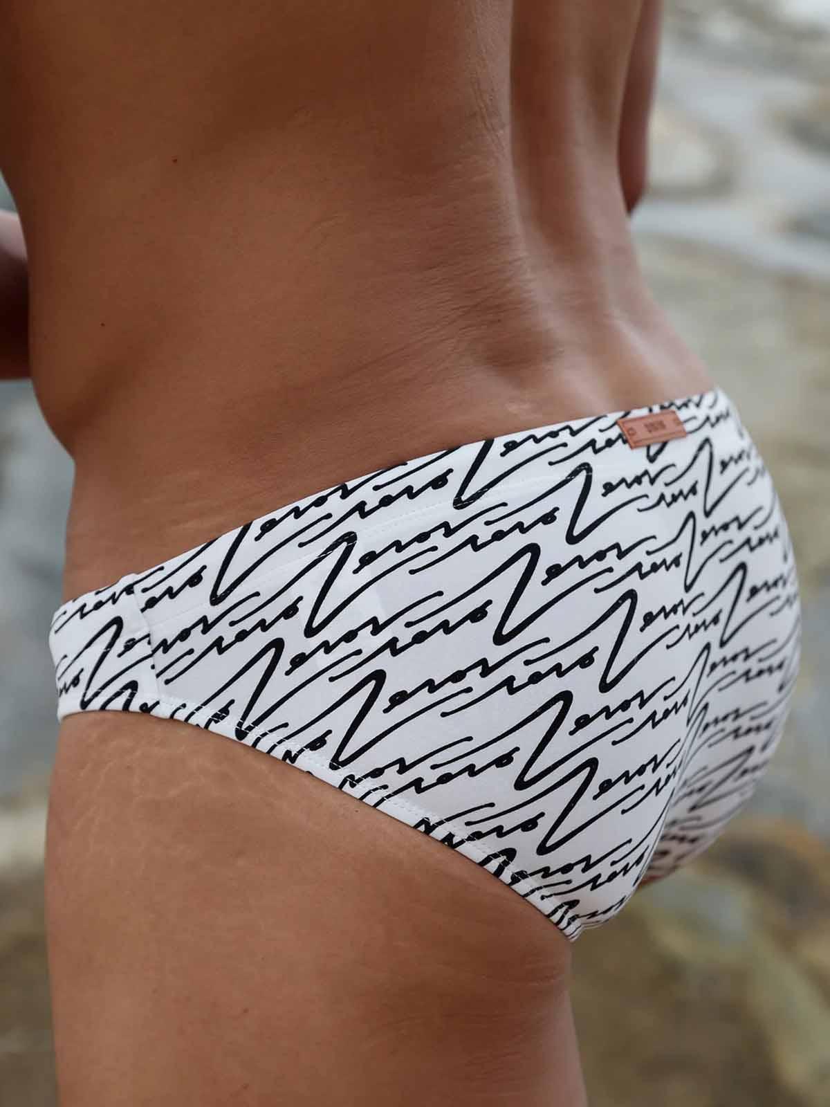 2Eros V20 Signature Print Swim Brief B&W - Size: L