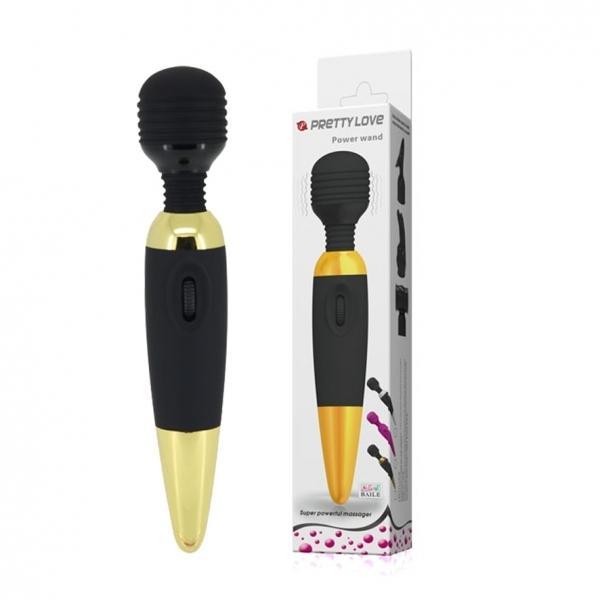 Pretty Love Power Wand Massager, Black/Gold, 25 cm