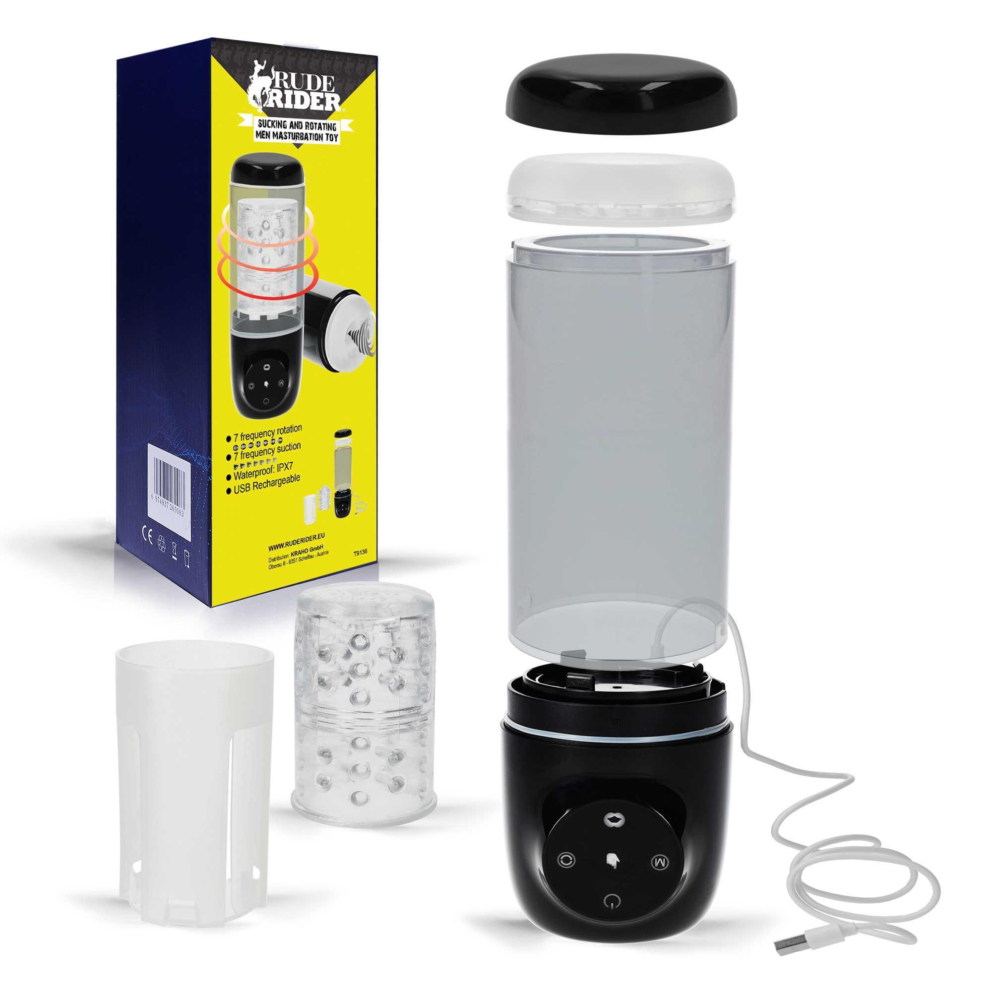 Rude Rider Sucking And Rotating Men Masturbation Toy USB Rechargeable