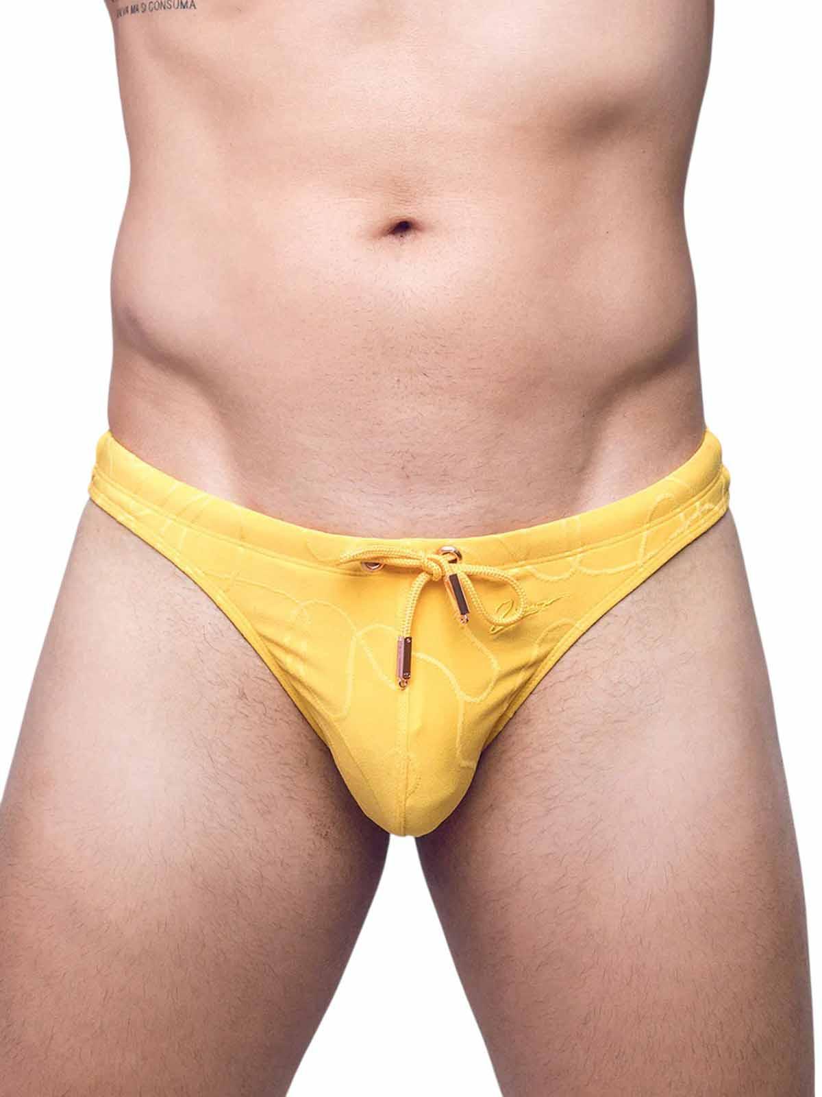 2Eros V80 Textured Swim Thong Signet Ripple Yellow - Size: L