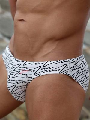 2Eros V20 Signature Print Swim Brief B&W - Size: L