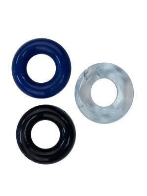 Rude Rider Mini Cockring Clear Black Blue (3-Ring-Set)