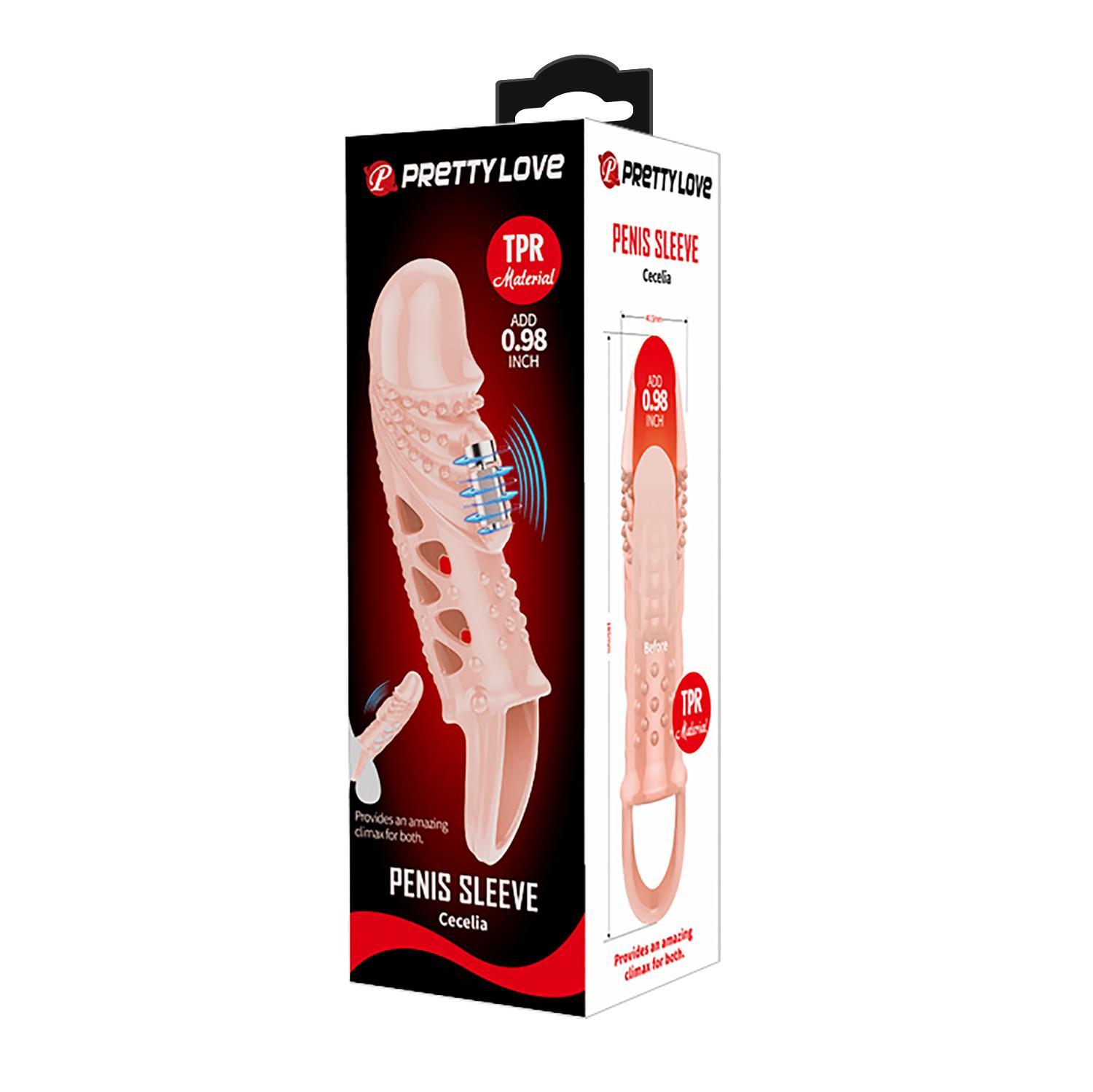 PRETTY LOVE - Cecelia, TPR material, penis sleeve, vibration, 3LR936 battery. 40.5*185