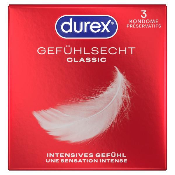 Durex Gefühlsecht Classic Condoms 3pcs, with Reservoir, Ø 56mm, 195mm