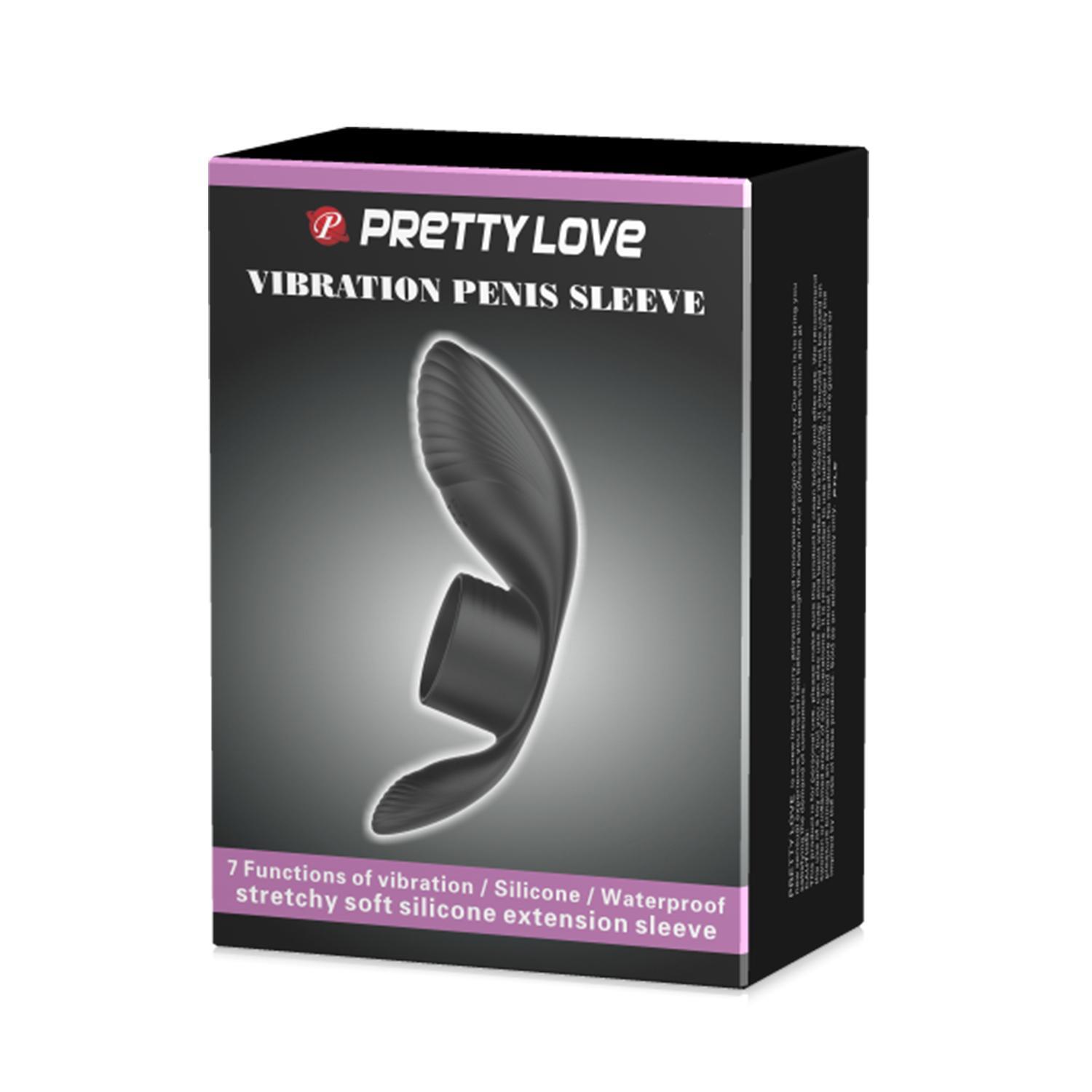 PRETTY LOVE - Vibration Penis Sleeve , 7 functions of vibrationwaterproof, memoryUSB rechargeablesilicone L:110mm W:45mm H:47mm