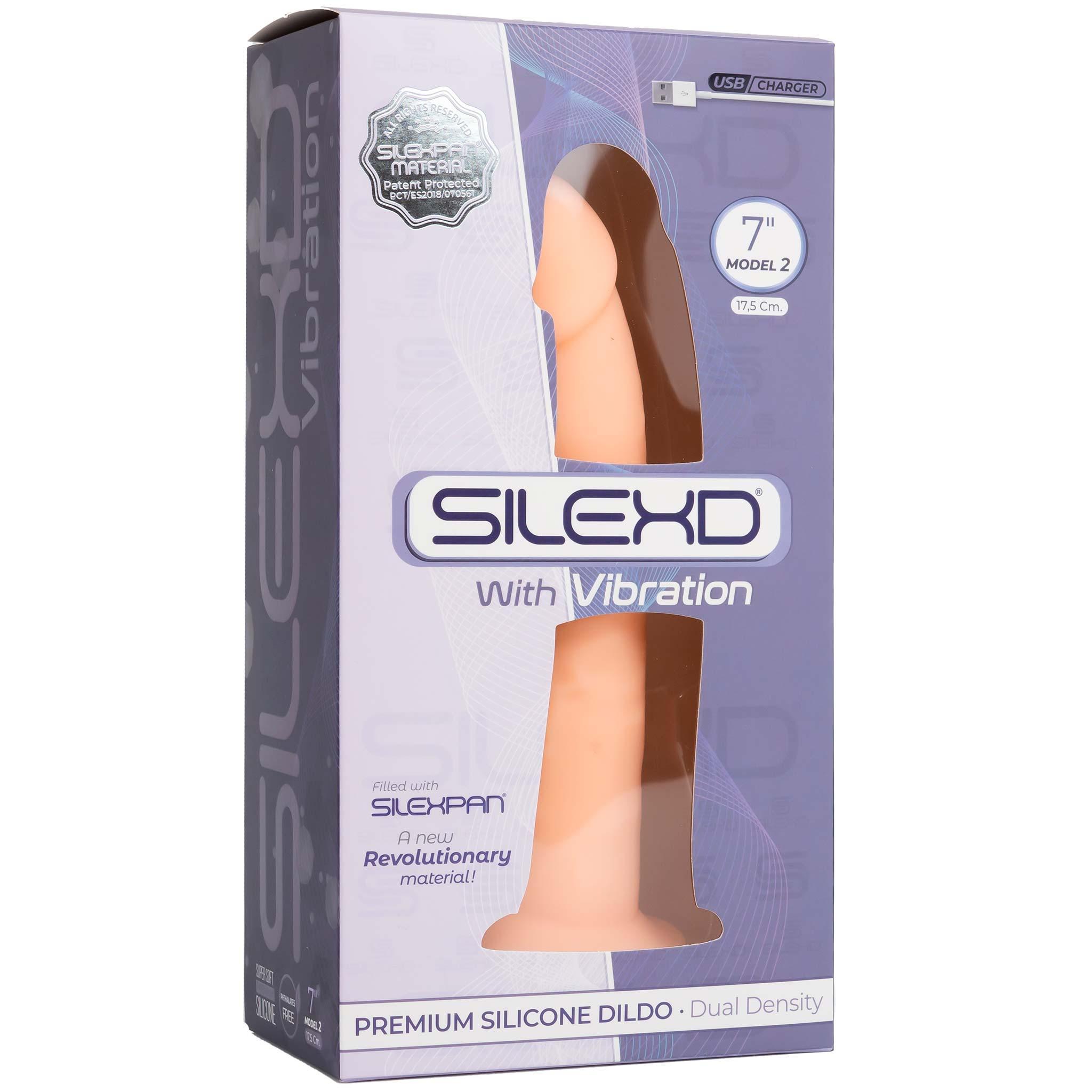 SILEXD Premium Silicone Dildo Model 2 Vibration, 17,5 cm, Light skin