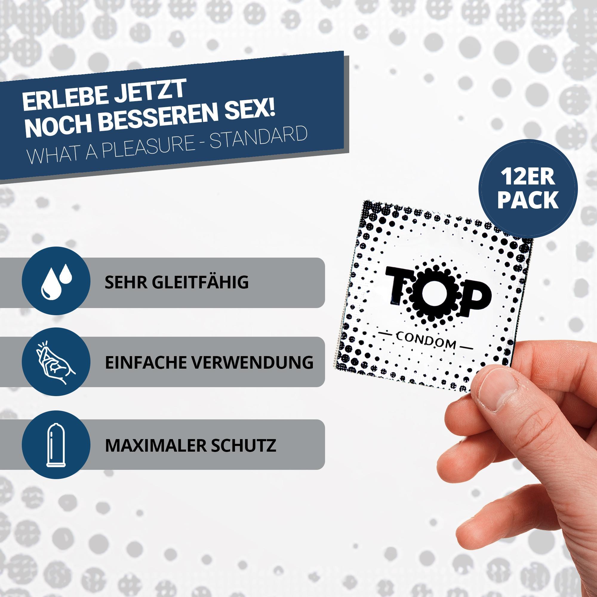 TOP Condoms Standard: What A Pleasure - Standard Fun, Packs of 12