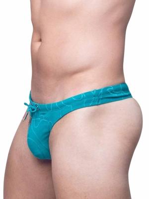 2Eros V80 Textured Swim Thong Signet Ripple Green - Size: L