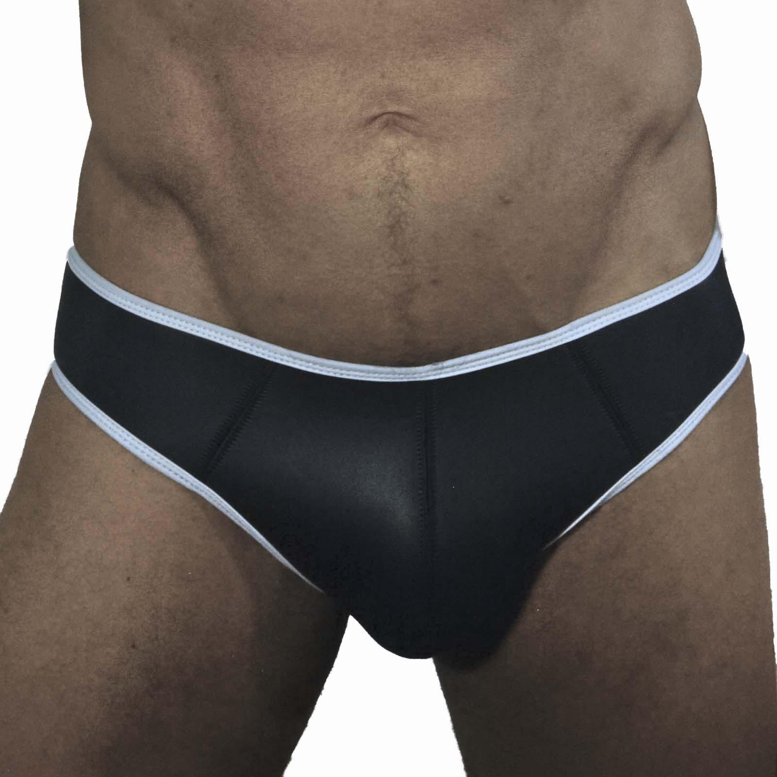 Rude Rider Neoprene Brief Open Back Bottoms Black/White, XL size