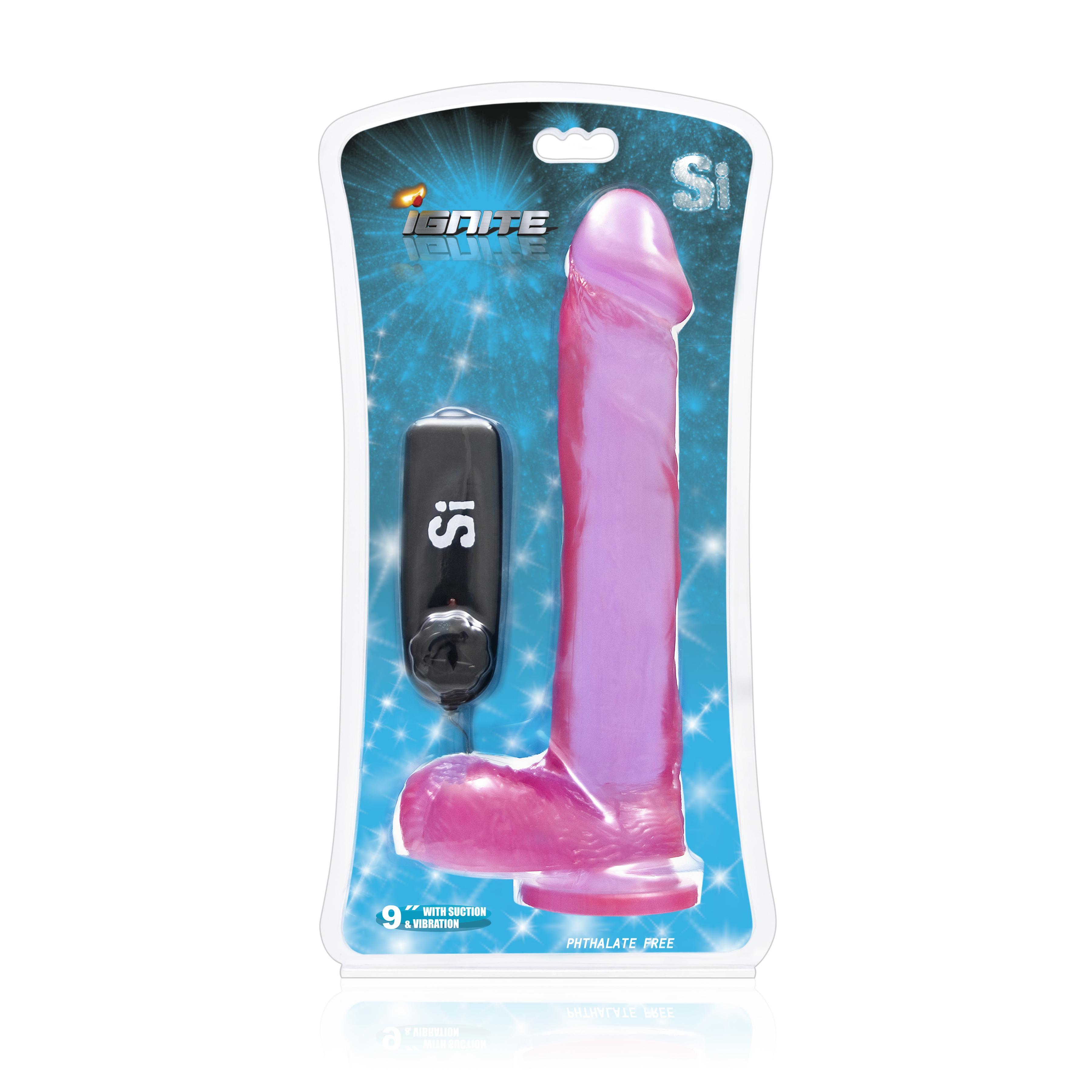 SI IGNITE Vibrating Cock with Balls and Suction, Purple, 23 cm