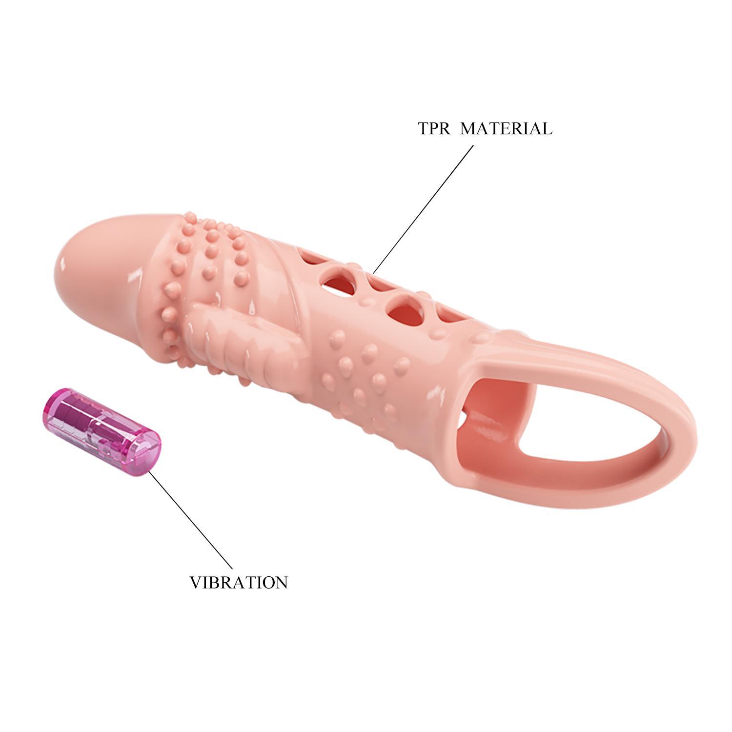 PRETTY LOVE - Cecelia, TPR material, penis sleeve, vibration, 3LR936 battery. 40.5*185