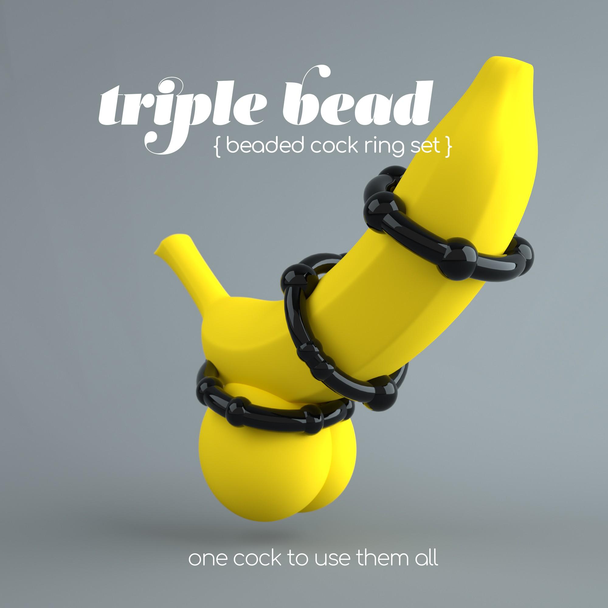 Triple Bead Cockring Set Black Crushious
