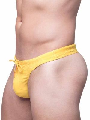 2Eros V80 Textured Swim Thong Signet Ripple Yellow - Size: L