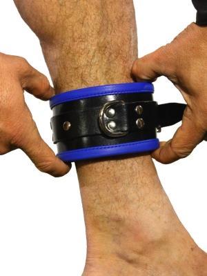 Rude Rider Ankle Cuffs with Padding Leather Black/Blue (Set of 2) One Size