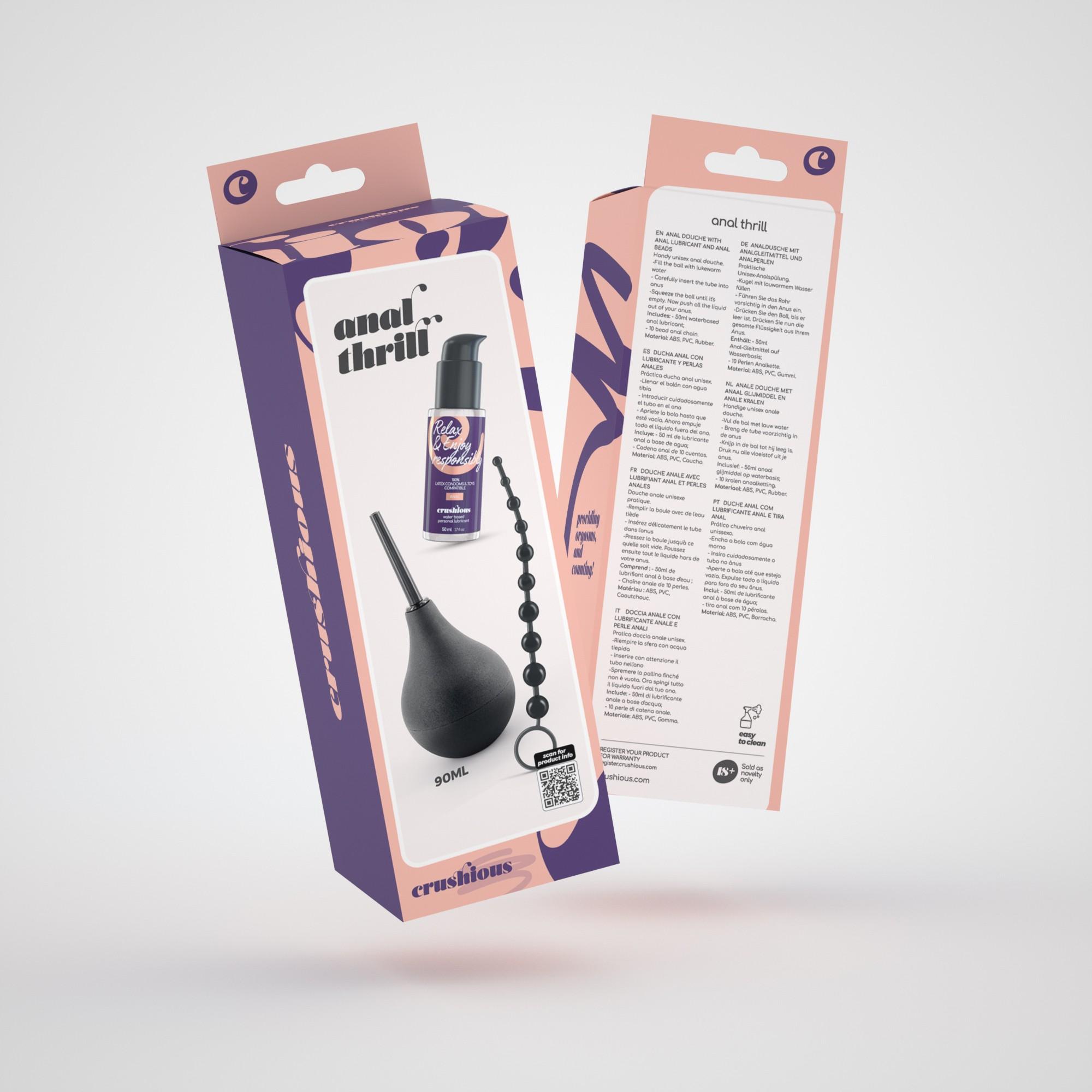 Crushious Anal Thrill Anal Douche 90Ml With Anal Lubricant 50Ml And 10 Bead Anal Chain