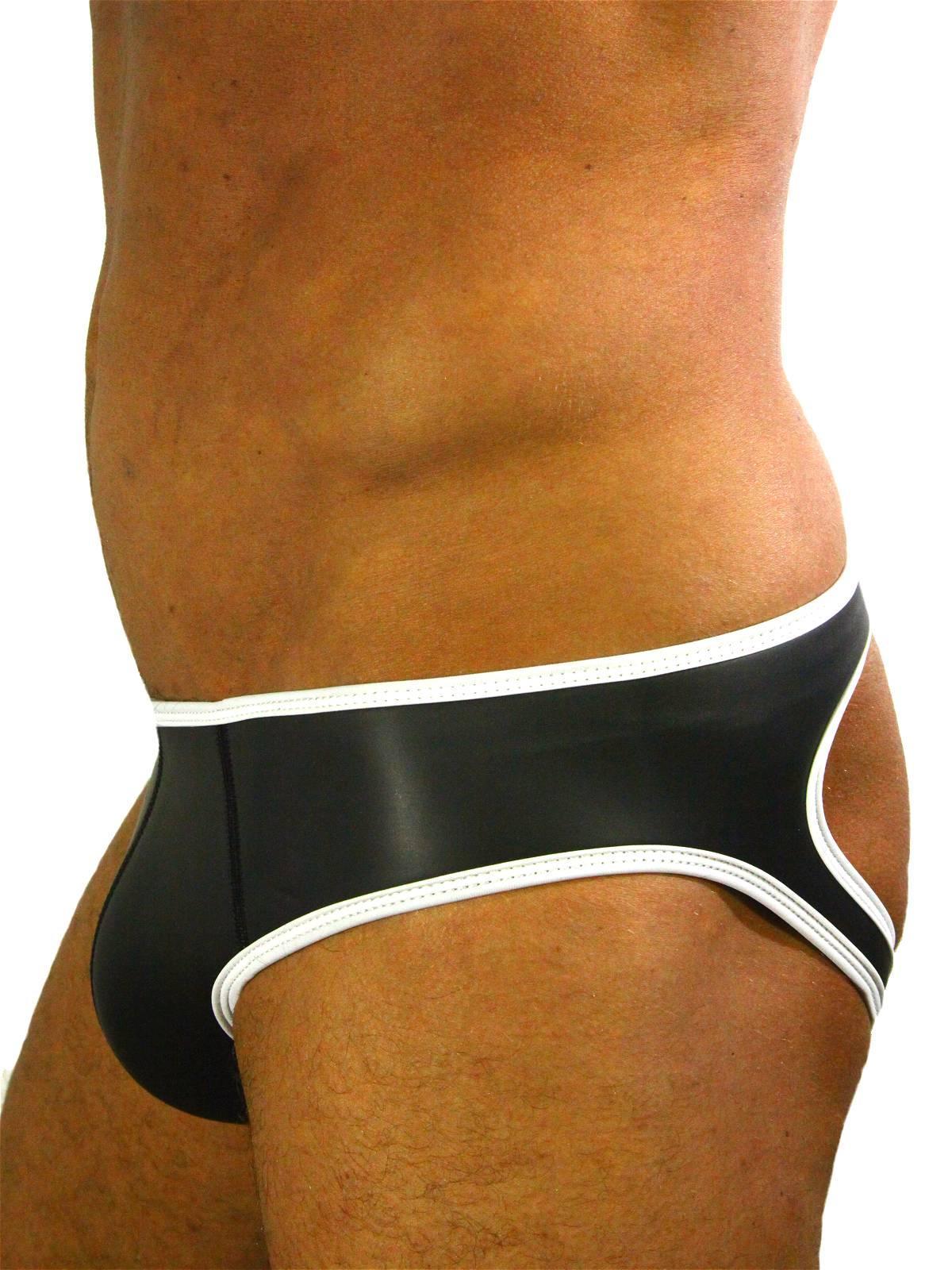 Rude Rider Neoprene Brief Open Back Bottoms Black/White, XL size