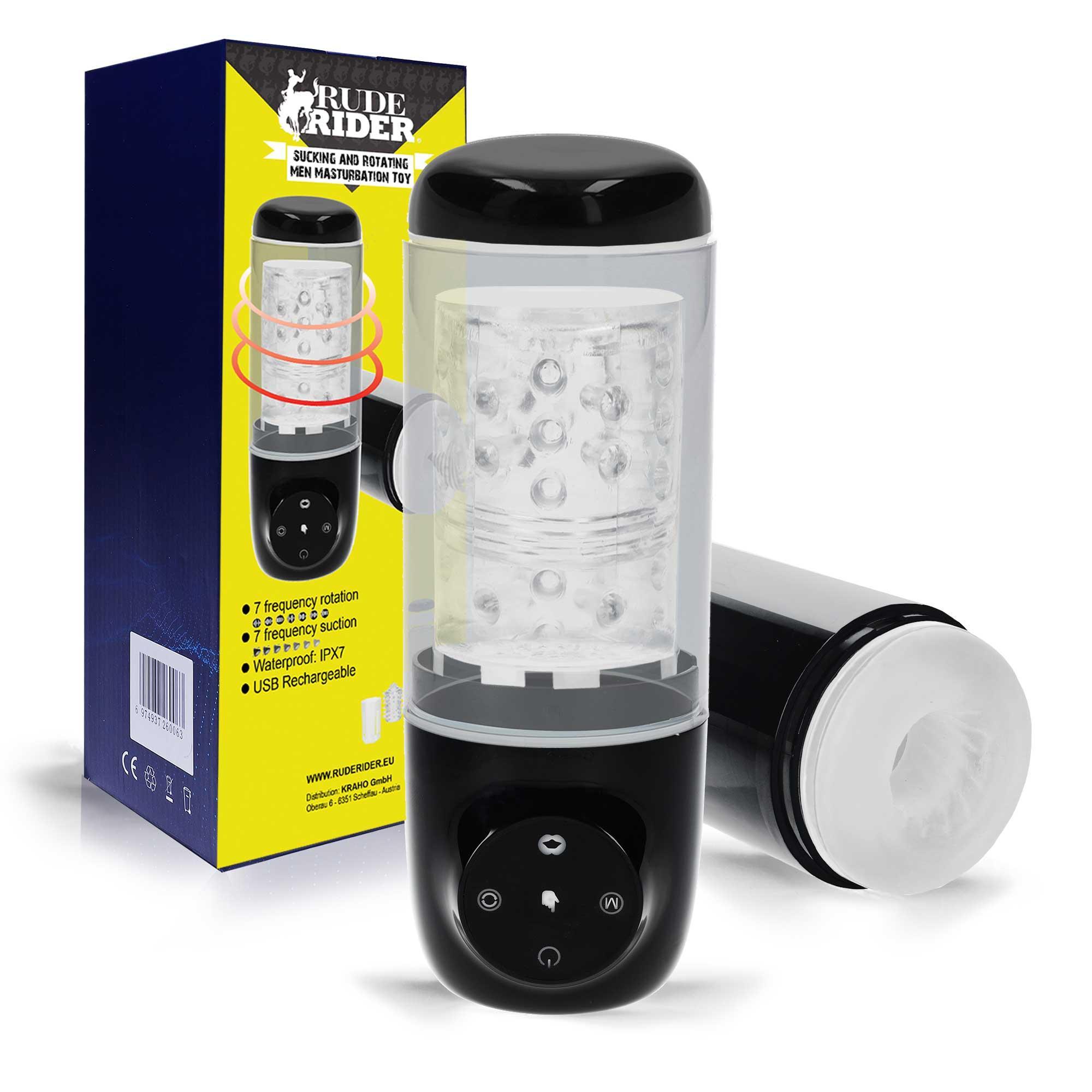 Rude Rider Sucking And Rotating Men Masturbation Toy USB Rechargeable