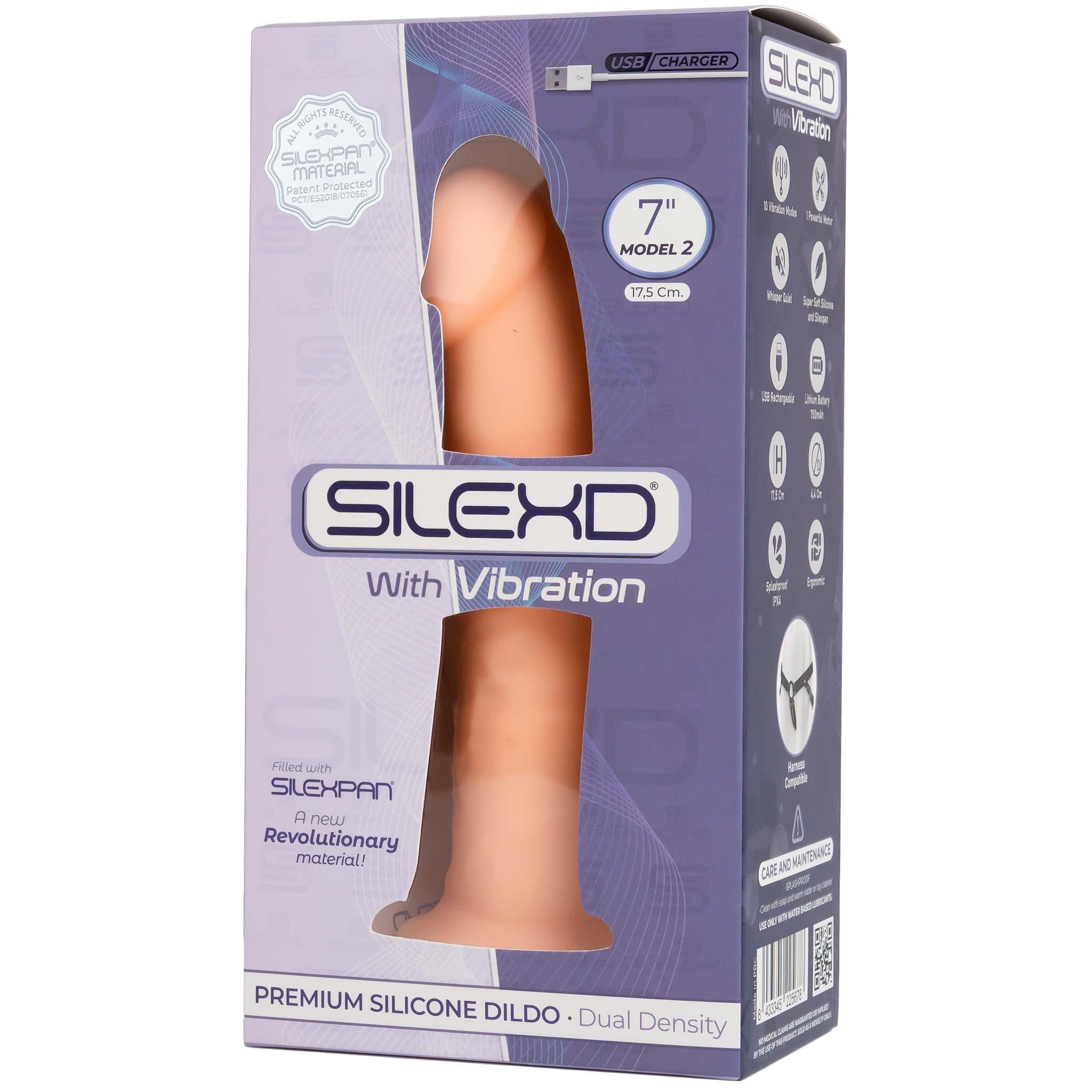 SILEXD Premium Silicone Dildo Model 2 Vibration, 17,5 cm, Light skin