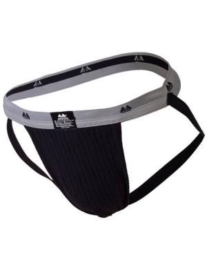 MM The Original Swimmer/Jogger Jockstrap Underwear Black/Grey 1 inch - Size: L