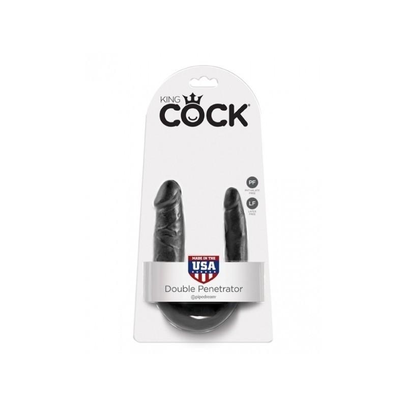 King Cock U-SHAPED SMALL DOUBLE TROUBLE BLACK, 33,5 cm