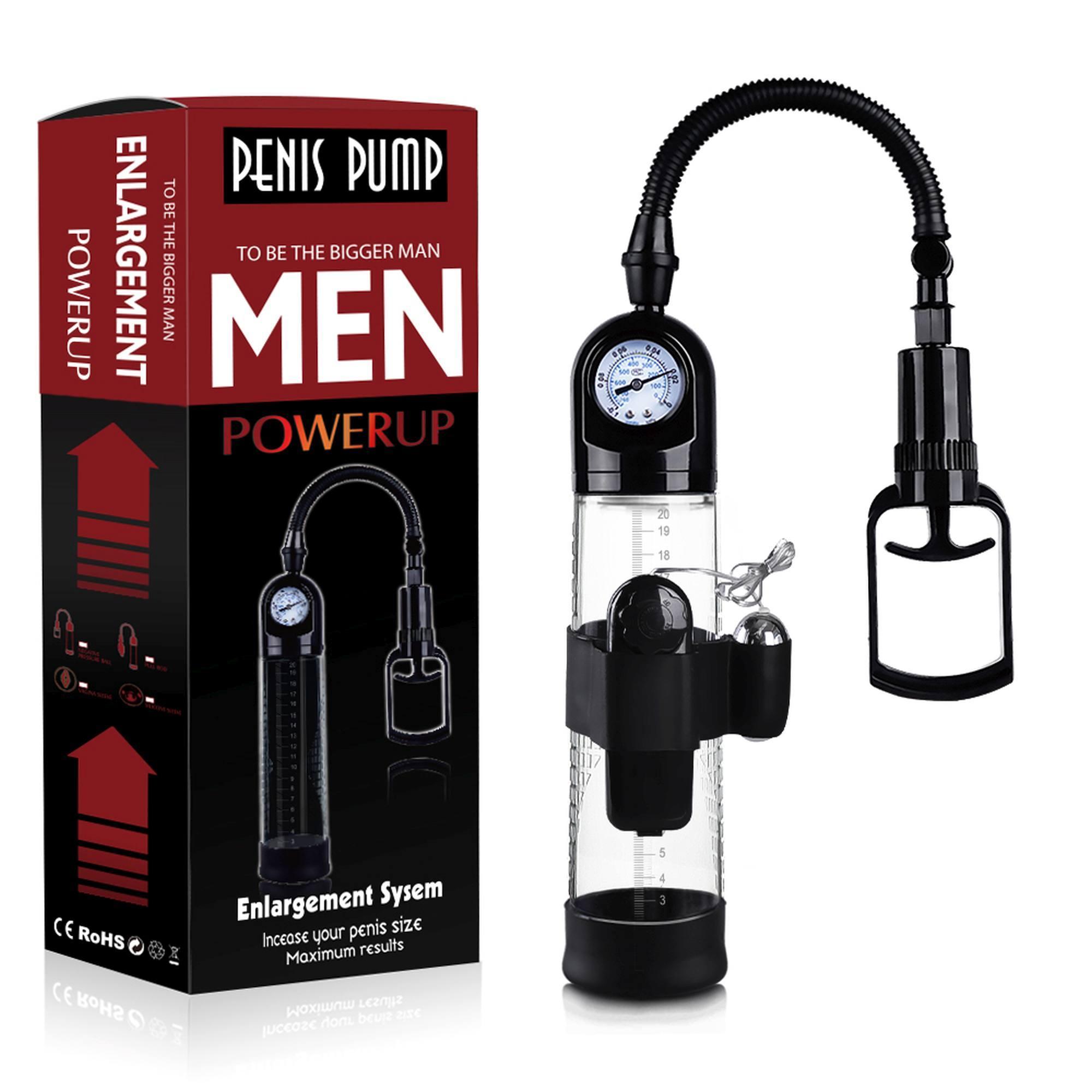 Powerpump Penis Pump Master Vibrating, Black & Clear