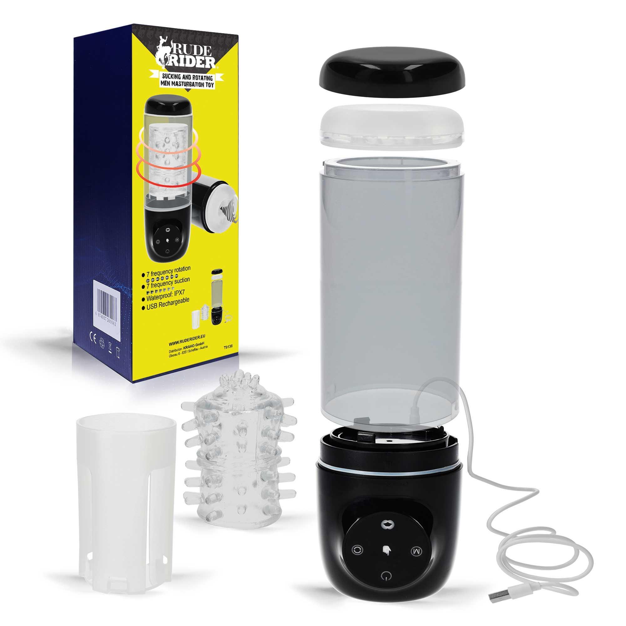 Rude Rider Sucking And Rotating Men Masturbation Toy USB Rechargeable