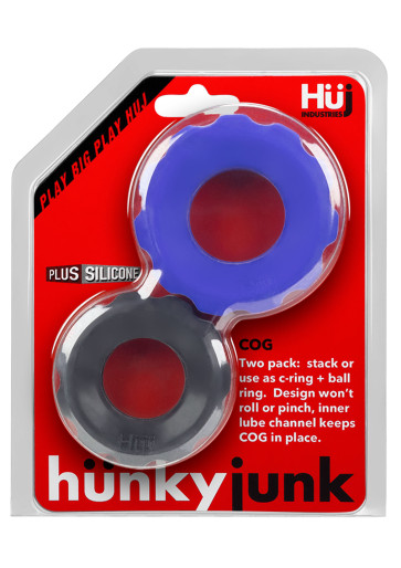 Hünky Junk Cog 2-Size Cockrings, Blue/Black