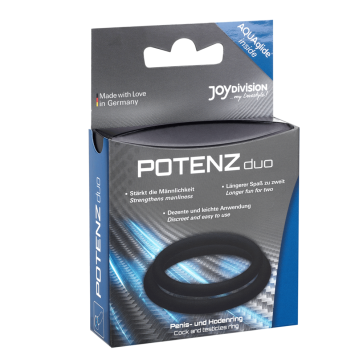 JoyDivision POTENZduo Cock & Ball Potency Ring, Silicone, Black, Medium