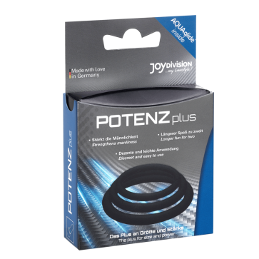 JoyDivision POTENZplus Cock & Ball Potency Ring, 3 Pack (S, M, L), Black