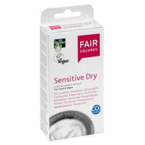 FAIR SQUARED Sensitive Dry Condoms, Vegan & Fair Trade, 18 cm, 10 pics