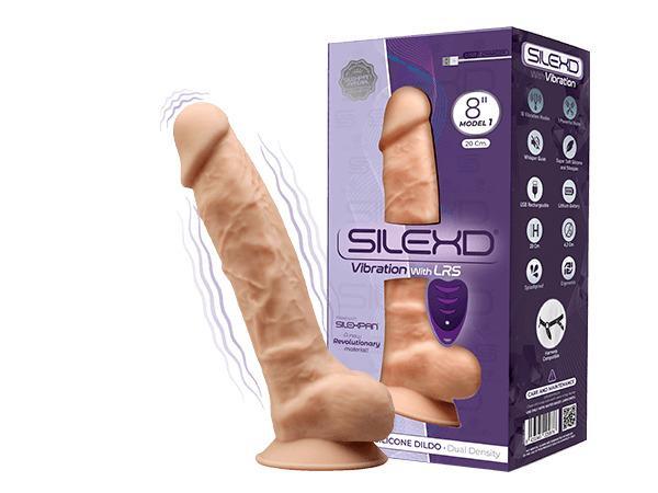 SILEXD Premium Silicone Dildo Model 1 Vibration + LRS, 20 cm, Light skin