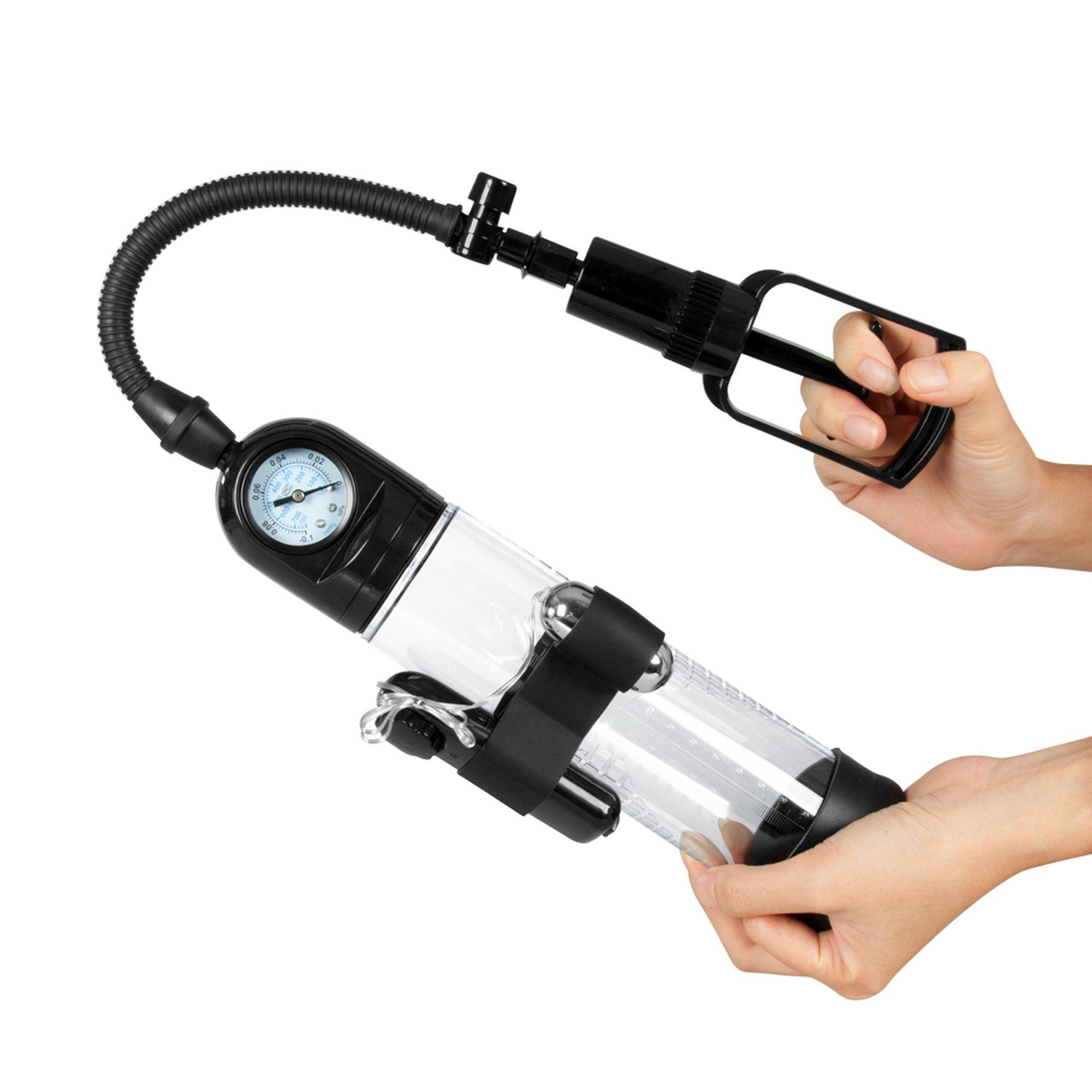 Powerpump Penis Pump Master Vibrating, Black & Clear